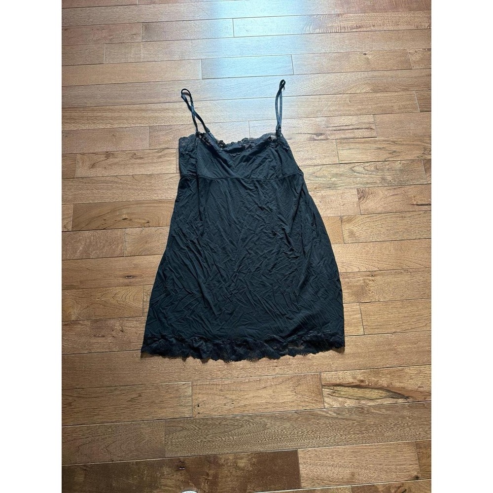 Victoria's Secret Black Lace Trim Spaghetti Strap Nightgown XL